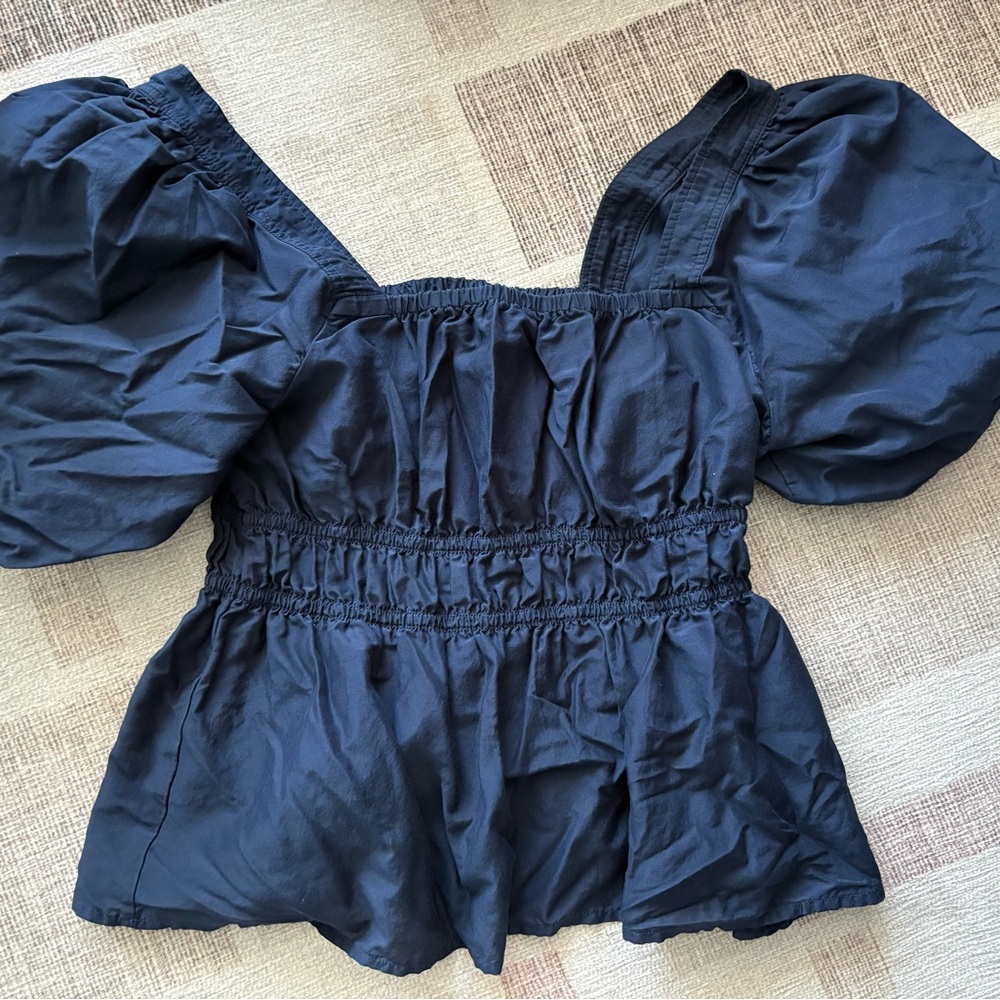 Cotton silk vinyard vines blouse Navy Blue